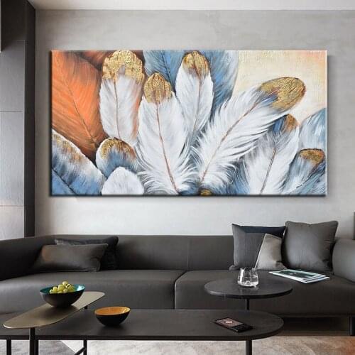 Hand Made Oil Painting Feather Abstract Oil Painting Modern Canvas On Canvas Wall Art Living Room Decoration Pictures No Framed