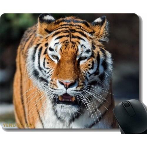Mouse Pad Funny Customized,Tiger Open Mouth Muzzle Predators Big Cat 56654 Non-Slip Rubber Base Mousepad