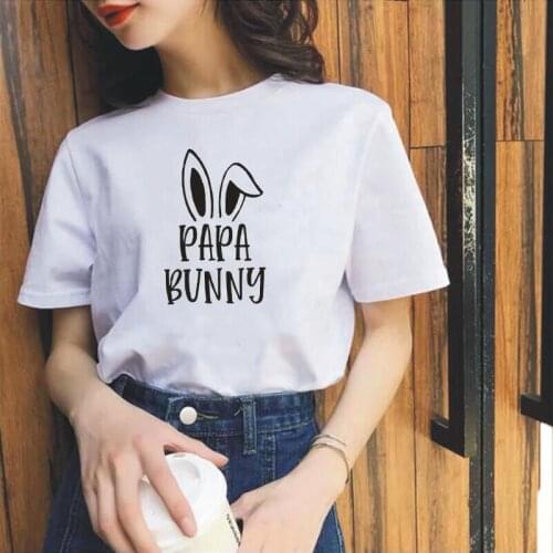 Summer Short Sleeve Tee Shirt Femme Funny Papa Bunny Letter Print Women TShirt Cotton Casual T Shirt Women Tops Camiseta Mujer