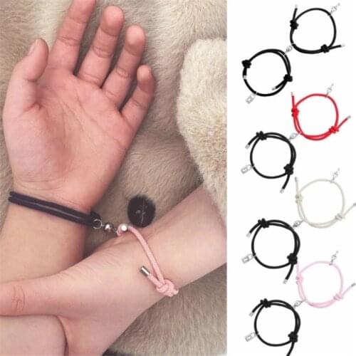 2pcs Couple Magnet Attract Each Other Creative Personality Couple Bracelet Men and Women Charm Girl Bracelet Jewelry Lover Gift