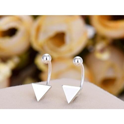Minimalist Female Geometric Stud Earrings Classic 925 Sterling Silver Earrings For Women Charm Triangle Small Wedding Earrings