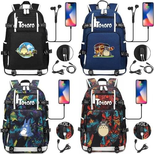 Fashion Totoro My Neighbor Totoro School Bags Women Men Backpacks Laptop Travel Bags Multifunction USB Charging Backpack Mochila