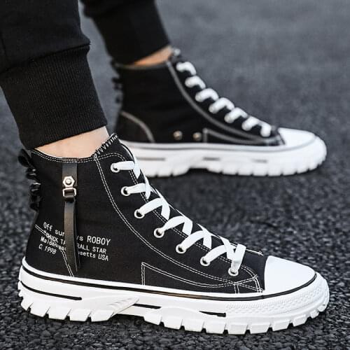 Mens Shoes Casual Men High-top Shoes 2021 Fashion Lace-up Breathable Canvas Sneakers Men Trainers Comfortable chaussure homme