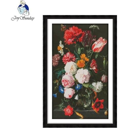 Joy Sunday The peony vase Cross Stitching patterns Chinese Cross Stitch Kits For Embroidery Needlepoint Set