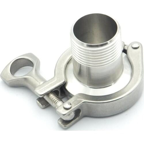 304 Stainless Steel Sanitary Pipe Fitting Set 1" BSP Male Thread Ferrule + 1.5" Tri Clamp + Silicon Gasket + End Cap