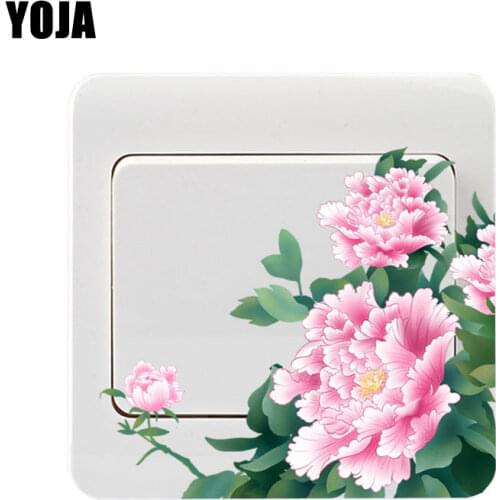 YOJA Peony Flowers Switch Sticker Room Decorative Interesting Design PVC Wall Decal 8SS0692