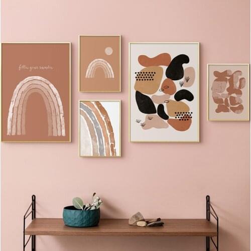 Nordic Wall Art Canvas Painting Abstract Sun and Rainbow Scene Prints and Posters Room Decor Picture For Bedroom Home Decoration