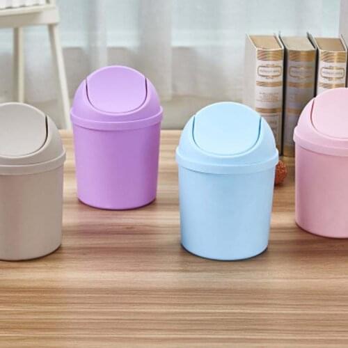 Desktop Trash Can Storage Bucket Plastic Cover Can Be Removed With Lid Household Clean Shake-top Trash Can Desk Ashbin 1PC