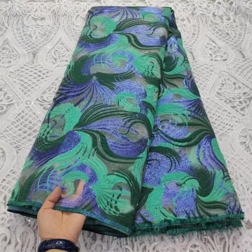 Nigerian Jacquard Brocade Lace Fabric French Lace Fabric 2021 green High Quality African Lace Fabric For Women Party Dress Sew