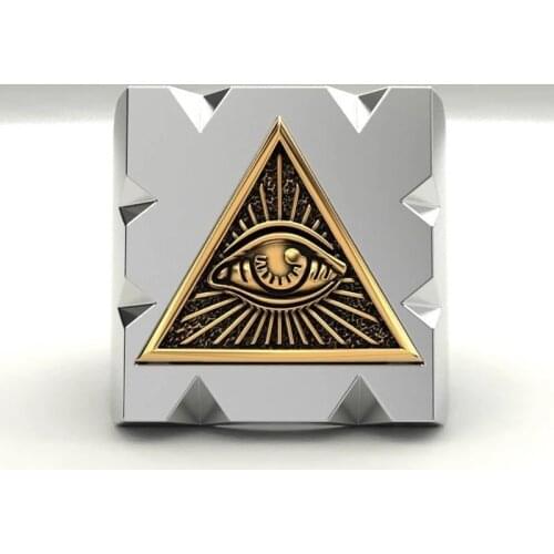 New Design Men Ring Carbide Triangle Eyes Ring Punk Totem Vintage Rings For Men Birthday Gift Jewelry Accessories