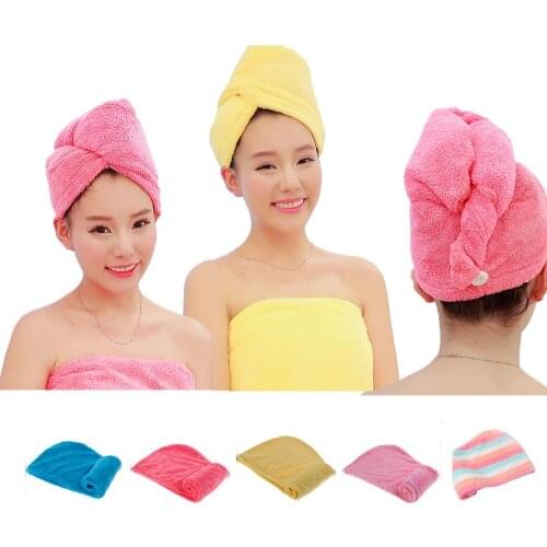 Towels Bathroom Hair Towel 1pc Womens Girls Magic Hair Drying Hat Cap Salon Towels Quick Dry Bath Microfiber Fabric