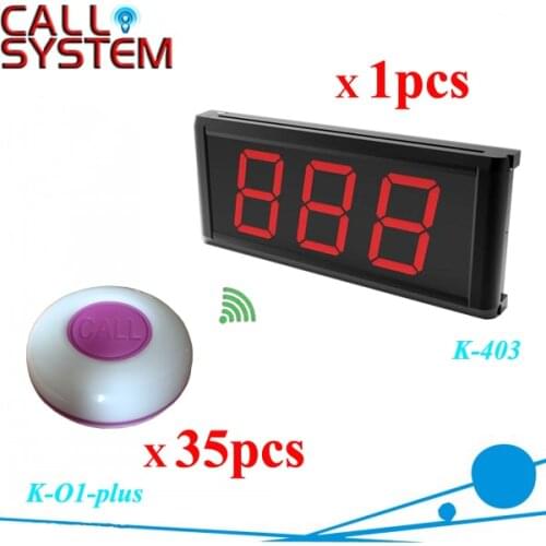 Remote calling bell system 35pcs table buzzer for guest use with 1 bigger display for waiter use free shipping