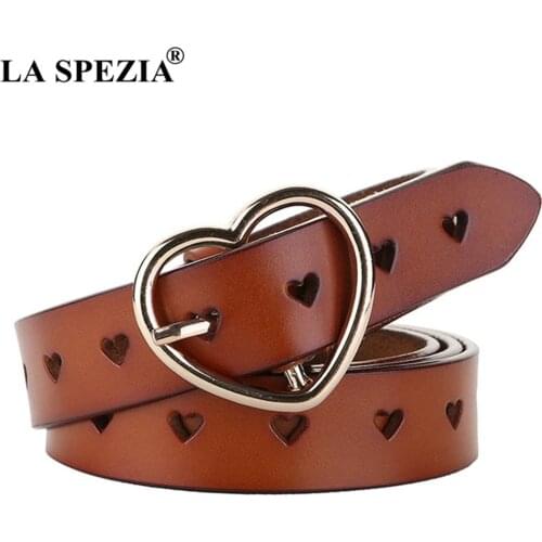 Women Belt Real Leather Camel Heart Pin Buckle Belt Ladies Fashion Genuine Leather Cowhide Female Brand Designer Belts