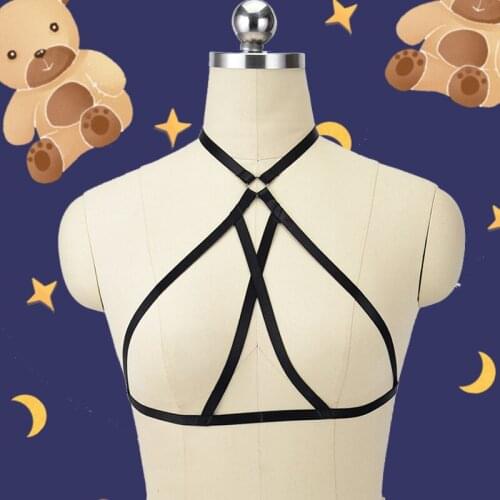 HANAERNES Harajuku Sexy Body Harness Bra Top Lingerie Punk Bondage Straps Sexy Women Leather Harness Underwear Garters
