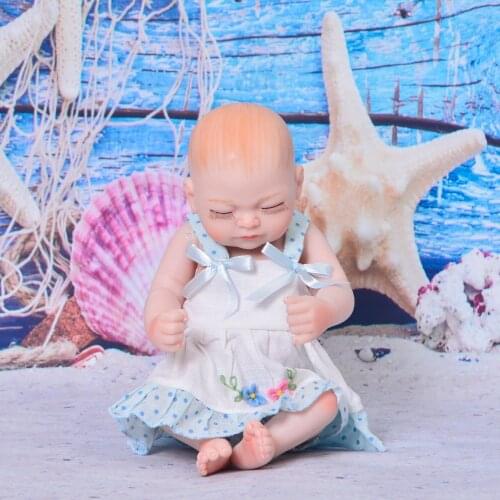 Cute 11 Inch Reborn Alive Doll Realistic Sleeping Girl Toy Full Silicone Body Lifelike Tiny Baby Doll For Toddler Holiday Gifts