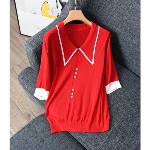 Thin knitted sweater for Spring and summer half sleeve