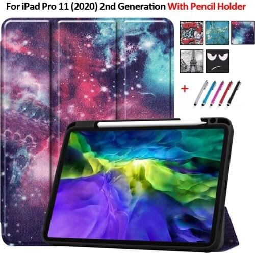 Smart Tablet Cover for Coque iPad Pro 11 2020 Case With Pencil Slot Holder TPU+Leather Case for Funda New iPad Pro 11 Case 2020