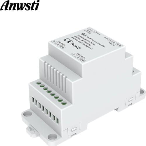 DMX 512 Signal Amplifier 12V 24V 36V DC 2 Channel Din Rail DMX Amplifier for RGBW LED Strip Light 2CH DMX512 Signal Extender