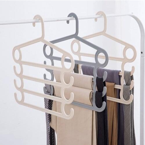 Clothes Apparel Hangers Household Multi-function Four-layer Space Saving Hanger Necktie Towels Scarf Rack Pants Hanger Belt