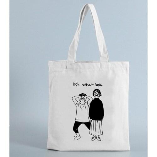 Women Canvas Shopping Tote Bag Cartoon character Pattern Reusable Shopper Bag Fashion Travel Eco Bags Female canvas Bags 2021