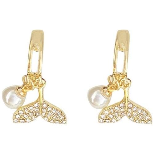 10 pair /lot fashion jewelry metal alloy pearl fish tale earrings for women