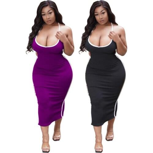2021 Spring and Summer New Fashion Summer Womens Solid Color Sexy Suspender Backless Dress