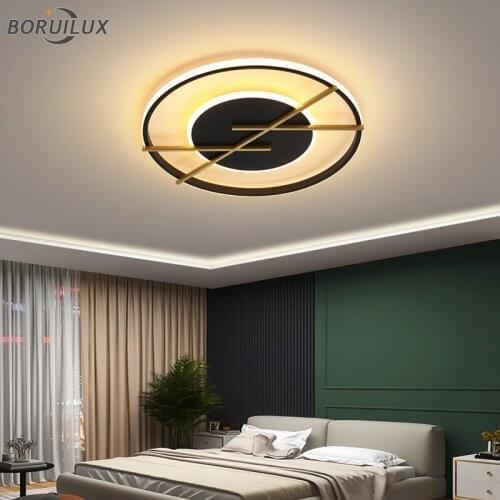Gold Black Round New Modern LED Chandelier Lights Dimming Luminaire Living Dining Room Bedroom Hall Iron Acrylic Lamps Lighting