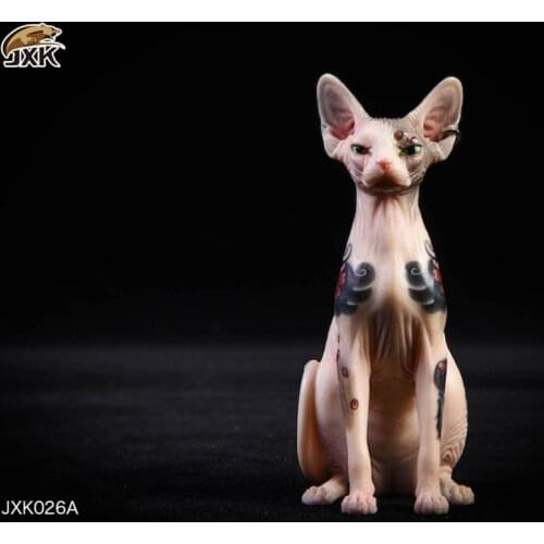 1/6 Scale Simulation JXK tattoo version of Sphinx (hairless cat) simulation animal model gift static home decorations display