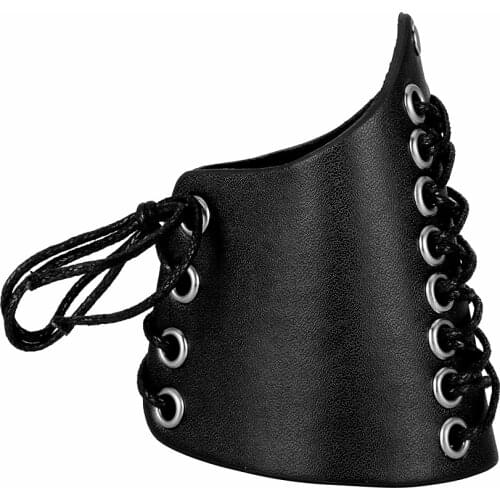 2pcs Luxury Black PU Leather Laces Adjustable Wristband Unisex Protective Arm Bracer