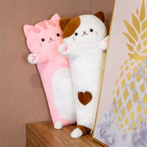 80CM Soft Long Cute Cat Pillow Plush Toy Filled Home Decoration Suspended Office Nap Pillow Childrens Gift