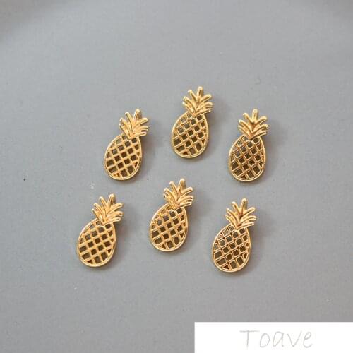 Maintains Color Copper Plated 18K Gold Pineapple Pendant DIY Ear Stud Bracelets Necklace Material Accessories