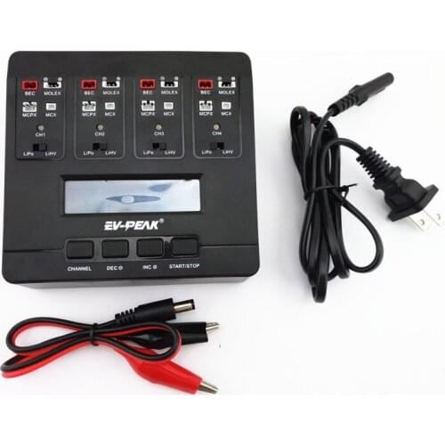 EV-PEAK E6 4.35W 4CH AC/DC Smart Lipo/LiHv Charger For Tiny Whoop Blade FPV racer drone