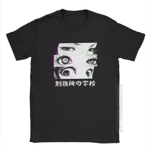 Prison School T Shirt Eyes Glitch Sad Japanese T-Shirt Loli Comic Anime Manga Kawaii Basic Tees Novelty Man Clothes Pure Cotton