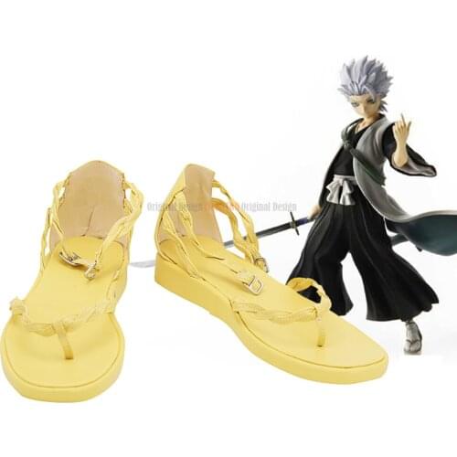 Hitsugaya Shoes Cosplay Bleach Toshiro Hitsugaya Cosplay Sandals Golden Shoes Custom Made