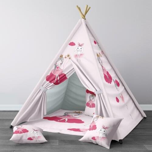 Play Tent for Kids Wigwam Portable Indoor Playground Tents Children Bedrooms Pink Ballerina Girls Rabbit Pattern 295