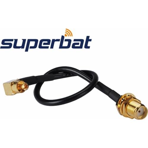 Superbat MC-Card Plug Right Angle to SMA Female Bulkhead Pigtail Cable RG174 RF Coax Jumper Cable Assembly for Option Wireless