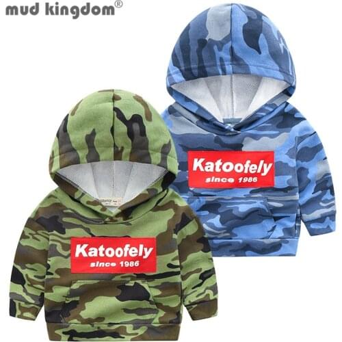 Mudkingdom Boys Camouflage Hooded Sweatshirts Print Letter Pockets Long Sleeve Tops for Little Boy Spring Autumn Kids Clothing