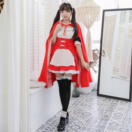 Cosplay Costume Maid Dress Lovely Little Red Riding Hood Women Fancy Party for Halloween Christmas