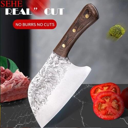 Handmade Forged Kitchen Knife Hammer Stainless Steel Chefs Chopper Cooking Knives 5CR15MOV Wooden Meat Slicer Butcher Cocina