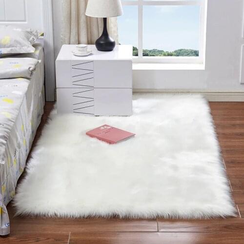 Carpet rug for living room bedroom white pink sheepskin Soft area floor rug mat Non-slip washable Carpet rectangle custom Made