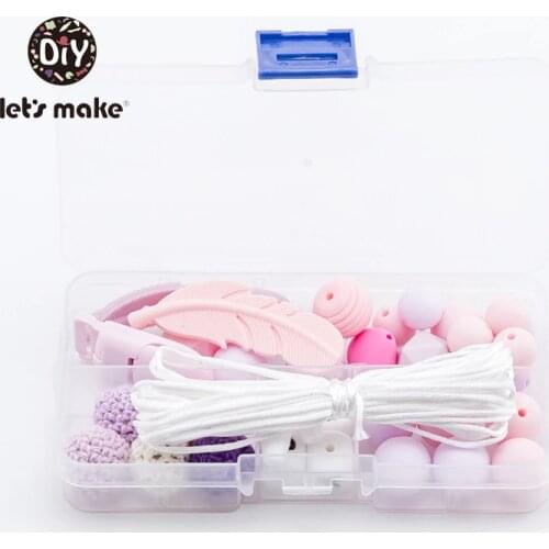 Lets Make Silicone Beads Set DIY Pacifier Clip Chain BPA Free Silicone Feather Nursing Teething Necklace Accessories Teethers