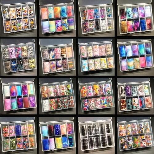 10 rolls Angel Nail Foils for Transfer Paper Stickers Bohemia Sliders Adhesive Nails Wraps DIY Water Marble Nail Art Decorations