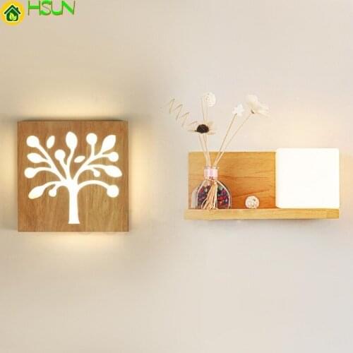 Wall Modern Japanese Simple Square Solid Wood Sconce Acrylic Glass Cover Wall Lamp for Living Room Aisle Light Fixture