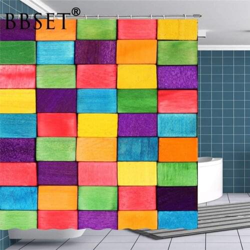 Plaid Shower Curtain Colored Rectangular Lattice Pattern Waterproof Multi-size Douchegordijn Bathroom Decor with 12 Hooks