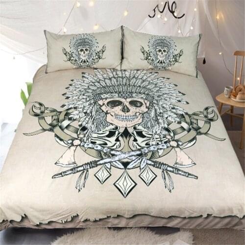 Black Color Duvet Cover Queen Size Luxury Sugar Skull Bedding Set Quilt Cover Pillowcases Cartoon Sugar Skull