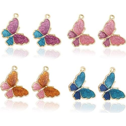 10pcs/lot butterfly Alloy Dripping Oil Pendants for DIY Handmade Jewelry Necklace Accessories fg5d