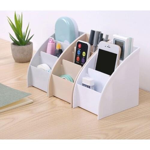 Remote Control Box Cosmetics Desktop Storage Case Stand Holder Home Office Stationery Phone Organizer 3 Grids