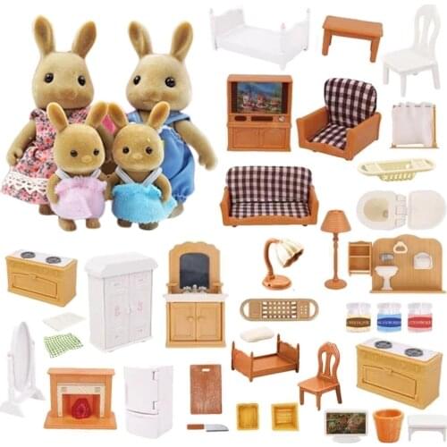 DollHouse Furniture Miniature Doll House 1/12 Bedroom Kitchen Bathroom Set Miniature Simulation Dolls DIY Pretend Play Toys
