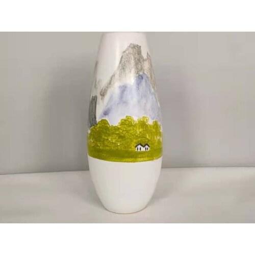 Modern Janpanese Style Landscape House Ceramic Flower Vase Wedding Decoration Table Home Insert Craft
