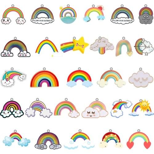 TAFREE Cartoon Rainbow Shape Fun Acrylic Pendant Epoxy Jewelry Making Pendant Earrings Necklace Parts